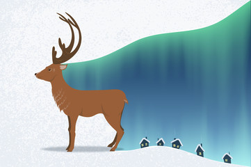 deer and Northern lights