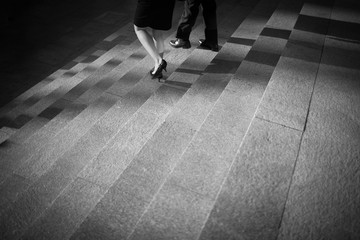 Walking down the steps film noir