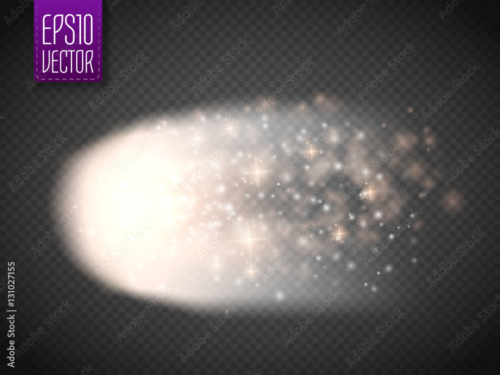 Poster comet, meteor or fire on transparent background. vector glow motion