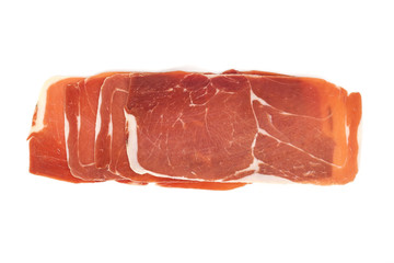 closeup on a piece of spanish serrano ham