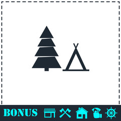 Fototapeta premium Tourist tent icon flat