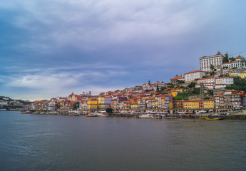 Fototapeta na wymiar A view of Porto city and the Douro river; Portugal.