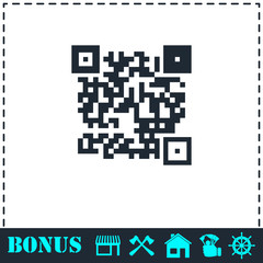 Fototapeta premium Qr code icon flat