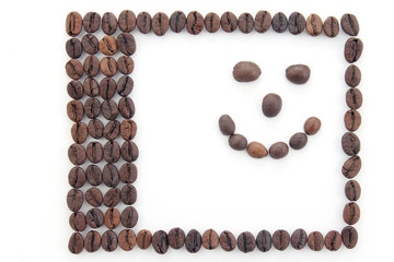 the frame made of coffee beans