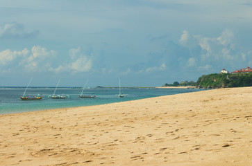 Fisherman boats on Nusa dua beach, Bali, Indonesia