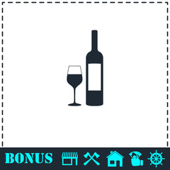 Wine icon flat