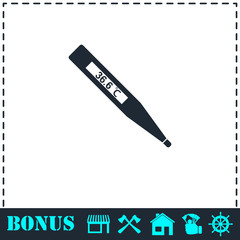 Medical thermometer icon flat