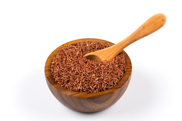 Rice in wooden bowl