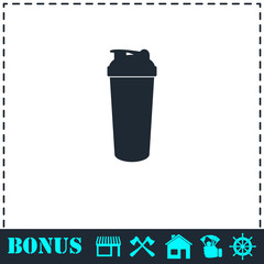 Cocktail shaker icon flat