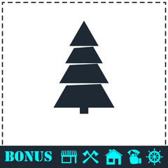 Fototapeta premium Fir tree icon flat