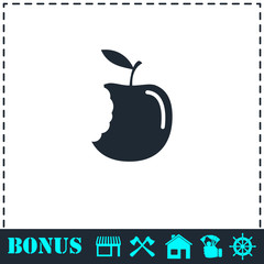 Bite apple icon flat