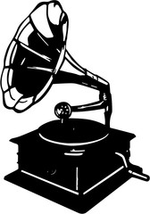 Vector illustration of retro gramophone isolated on white background