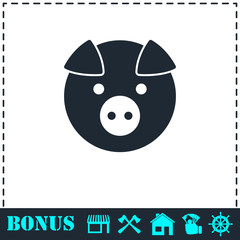 Pig icon flat