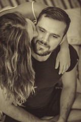 Young love couple in bed