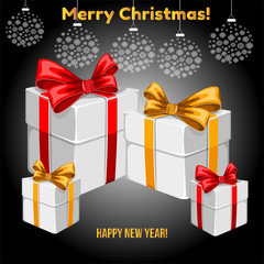 Christmas gifts on a black background