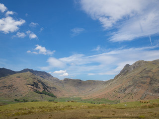 Fototapeta premium View down Mickleden in Langdale Valley in the Lake District, Cumbria, England