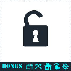 Unlock icon icon flat