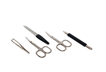 manicure tools on white background