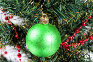 Christmas tree, garland, ball