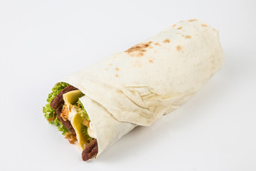wrap sandwich on white background