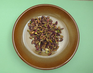 Pistachios in a dish