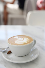 cappuccino coffee in white table