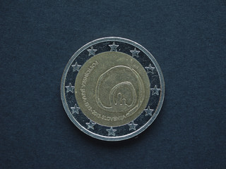 2 Euro (EUR) coin, currency of European Union (EU)