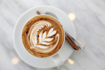 cappuccino coffee in white table