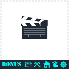 Film flap icon flat