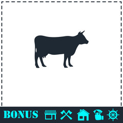 Cow icon flat