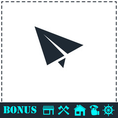 Paper plane icon flat