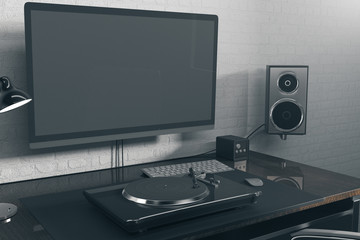 Fototapeta premium Hipster workplace with computer