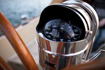 Detail of a sailing boat compass