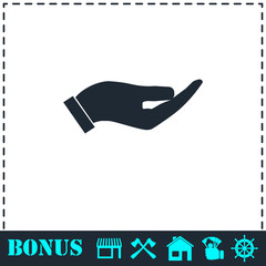 Holding palm icon flat