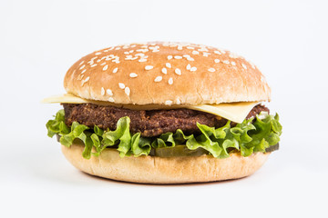 Burger on the white
