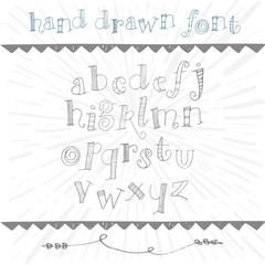 Handwritten font. Made with ink. Modern calligraphy alphabet. Isolated letters. Wedding, menu, save the date postcard poster decorative graphic design. Vector