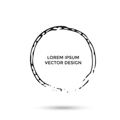 Grunge creative painted circle for logo, label, branding. Black brush stain texture. Vector illustration.