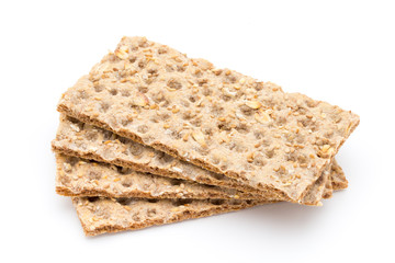 Stack of wholegrain crispy bread with sunflower, chia and sesame