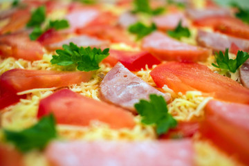 Fototapeta na wymiar pepperoni pizza close-up