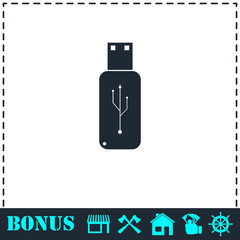 Usb flash drive icon flat