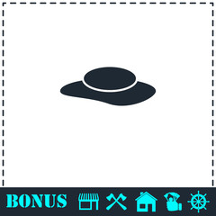 Women's hat icon flat