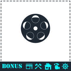 Fototapeta premium Reel film icon flat