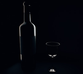 Wine bottle and glass silhouettes