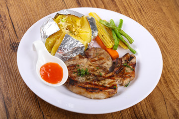 Grilled pork steak