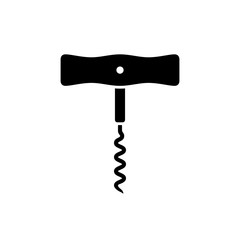 Corkscrew icon. Black icon isolated on white background. Corkscrew silhouette. Simple icon. Web site page and mobile app design vector element.
