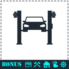 Car lifting icon flat