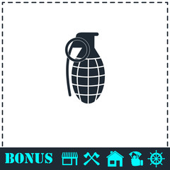 Hand grenade icon flat