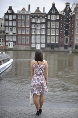 pretty girl amsterdam scenery