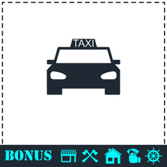 Taxi car icon flat