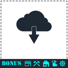 Cloud download icon flat